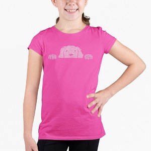 LA Pop Art Girl's Word Art T-shirt - Peeking Dog - 1 of 4