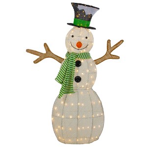 Northlight 43" LED Lighted Snowman with Top Hat and Green Scarf Outdoor Christmas Decoration - 1 of 4