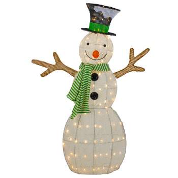 Northlight 43" LED Lighted Snowman with Top Hat and Green Scarf Outdoor Christmas Decoration