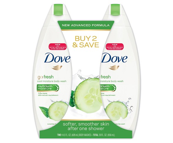 Dove go fresh Cool Moisture Body Wash 14.5 oz, Twin Pack