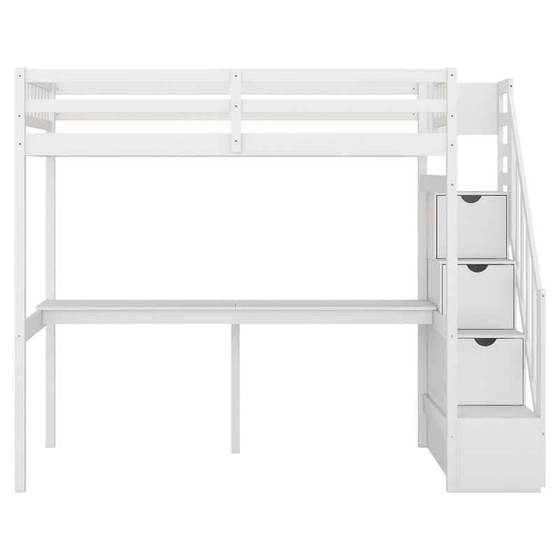 Twin Size Loft Bed with Storage Staircase and Built-in Desk-ModernLuxe, 4 of 11