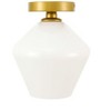 Elegant Lighting Gene 1 light Brass and Frosted white glass Flush mount - 3 of 4