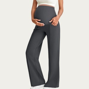 Anna-Kaci Women's Stretch Maternity Pants with Full Belly Panel and Front Seam Detailing for Support and Wide Leg Fit - 1 of 4