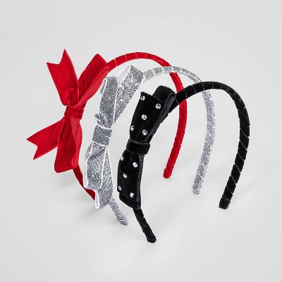 Girls' 3pk Bow Headband - Cat & Jack™ Red/Black