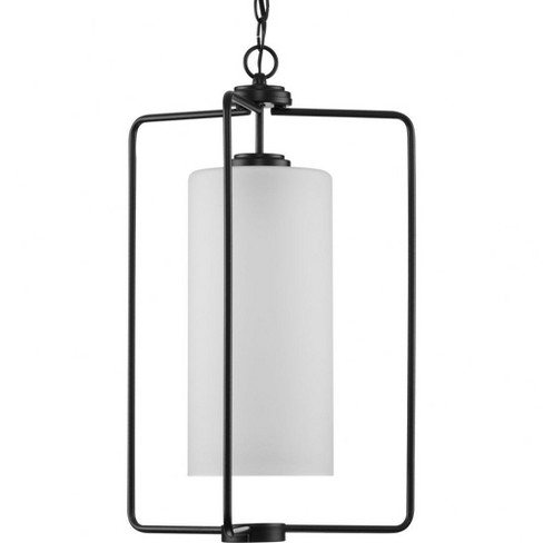 Progress Lighting Merry Collection 1-Light Brushed Nickel Etched Glass Foyer Pendant, Matte Black, Steel - image 1 of 2