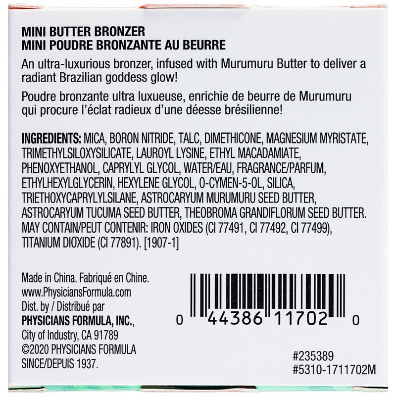 PhysiciansFormula Butter Bronzer Mini - Bronze - 0.12oz: Murumuru Infused, Radiant Glow, Soft-Focus Pigments, 6 of 8
