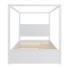 Queen Size 4 Poster Canopy Platform Bed with Trundle and 3 Drawers, Solid Wood Bed Frame with Headboard, No Box Spring Needed - ModernLuxe - 4 of 4
