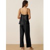 cheibear Women's Satin Cowl Neck Cami Top with Long Pant PJ Loungewear Silky Pajama Set - 4 of 4