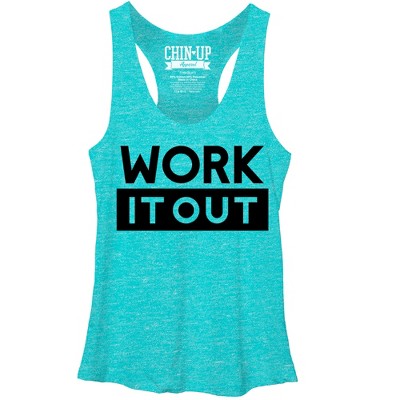 Women's Chin Up Work It Racerback Tank Top - Tahiti Blue - X Large : Target