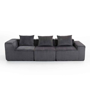 Modular 3-Seater Sofa Couch, Freely Combinable Layout Sofa with Ribbed Texture Design, Corduroy Sofa with Foam-Filled Cushion - Koiai - 1 of 4