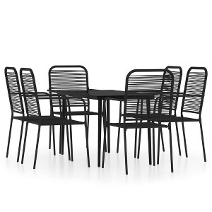 vidaXL Dining Set Black Steel Medium Durable Garden Dining Set - 55.1" Table Length 6 - 1 of 4