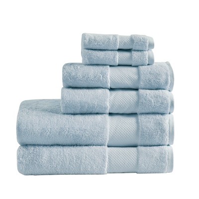 Vynxaria Light Blue 6 Piece Turkish Cotton Bath Towel Set