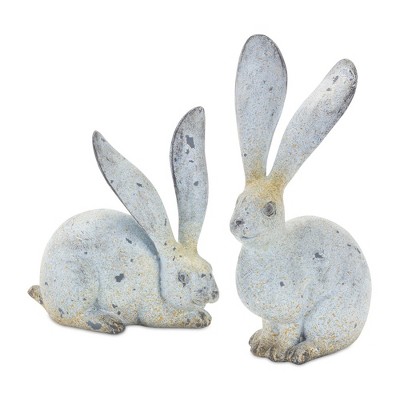 Weathered Gray and Brown Resin Rabbit Figurines Set of 4