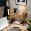 Hommoo Floating Wood Nightstand with Drawer & Open Shelf – Compact Wall-Mounted Bedside Table - 3 of 4