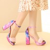 Perphy Women's Tie Dye Platform Fur Chunky Heels Sandals - 2 of 4