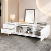 TV Stand for TVs up to 80", TV Console Media Console White TV Cabinet Media Entertainment Center with Rattan Flip-up Compartment & Drawers -ModernLuxe - 2 of 4