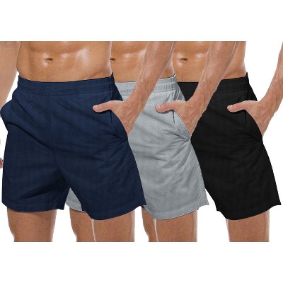 COOFANDY Men's 3 Pack Workout Gym Lightweight Bodybuilding Training Short Pants with Pockets