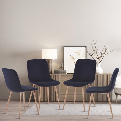 Akoasm Morden Fabric Dinning Chairs With Studry Legs 4 Pieces-Black