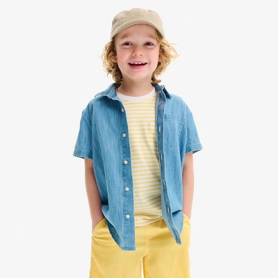 Primary Kids Short Sleeve Chambray Button Down