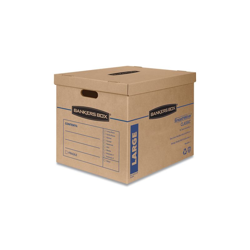 Bankers Box SmoothMove Classic Moving/Storage Boxes, Half Slotted Container (HSC), Large, 17" x 21" x 17", Brown/Blue, 5/Carton, 1 of 8