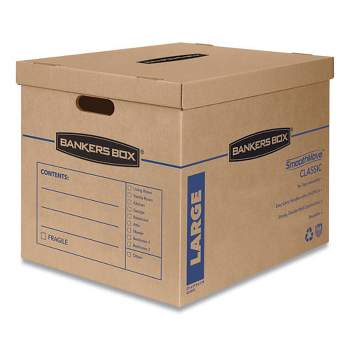 Bankers Box SmoothMove Classic Moving/Storage Boxes, Half Slotted Container (HSC), Large, 17" x 21" x 17", Brown/Blue, 5/Carton