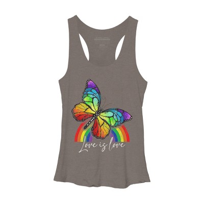 Adult Design By Humans Love is Love Butterfly Rainbow Pride By SummerFunnyRacerback Tank Top