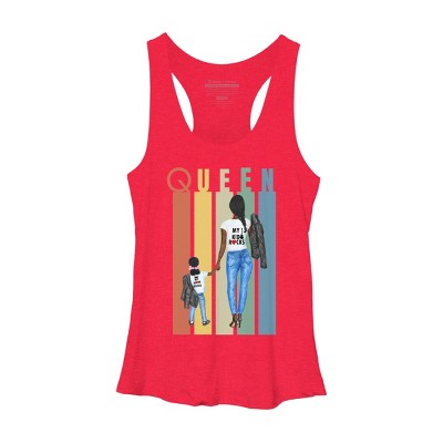 Women's Design By Humans Mother's Day Black Mom Queen Retro Stripes By duron4 Racerback Tank Top