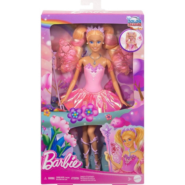 Muñeca Barbie Fantasy Fairy de 11 pulgadas con alas y vestido que cambian de color 6