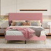 Streamdale Pink Corduroy Queen Platform Bed Frame with Stripe Headboard - 2 of 4
