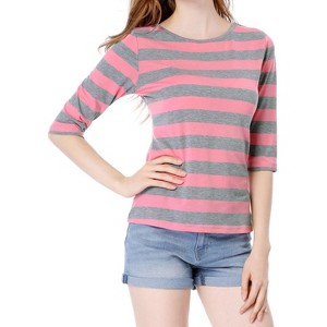 INSPIRE CHIC Women's Elbow Sleeves Boat Slim Fit Casual Stripe Animal Print Multi Floral Pattern T-Shirt - 1 of 4