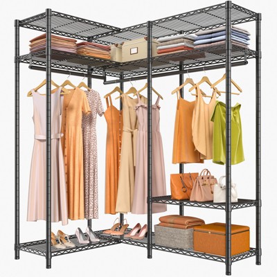 VIPEK L30 Corner Closet System L Shaped Garment Rack L Corner Clothes Rack Freestanding Wardrobe Closet Rack Heavy Duty Wire Clothing Rack