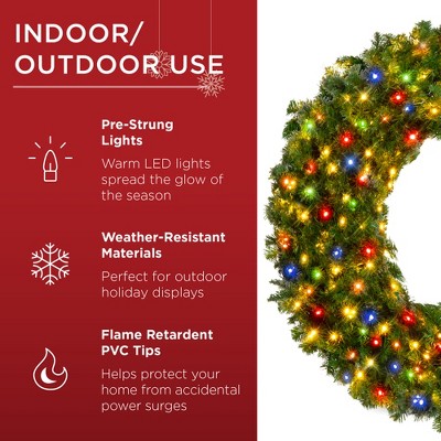 60-Inch Multicolor LED Pre-Lit Artificial Fir Christmas Wreath