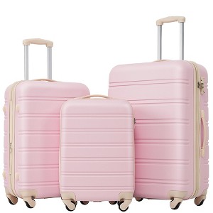 Naysaye Luggage 3 Piece Hardside Luggage Set with Spinner Wheels TSA Lock Expandable for Travel, Light Pink, 19"*12.6"*28" - 1 of 4