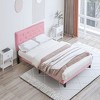 NicBex Full Upholstered Bed Frame with Button Tufted Headboard,Linen Platform Bed Frame with Wood Slats Support,No Box Spring Needed,Pink - 3 of 4