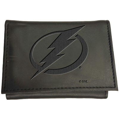 Evergreen NHL Tampa Bay Lightning Black Leather Trifold Wallet Officially Licensed with Gift Box