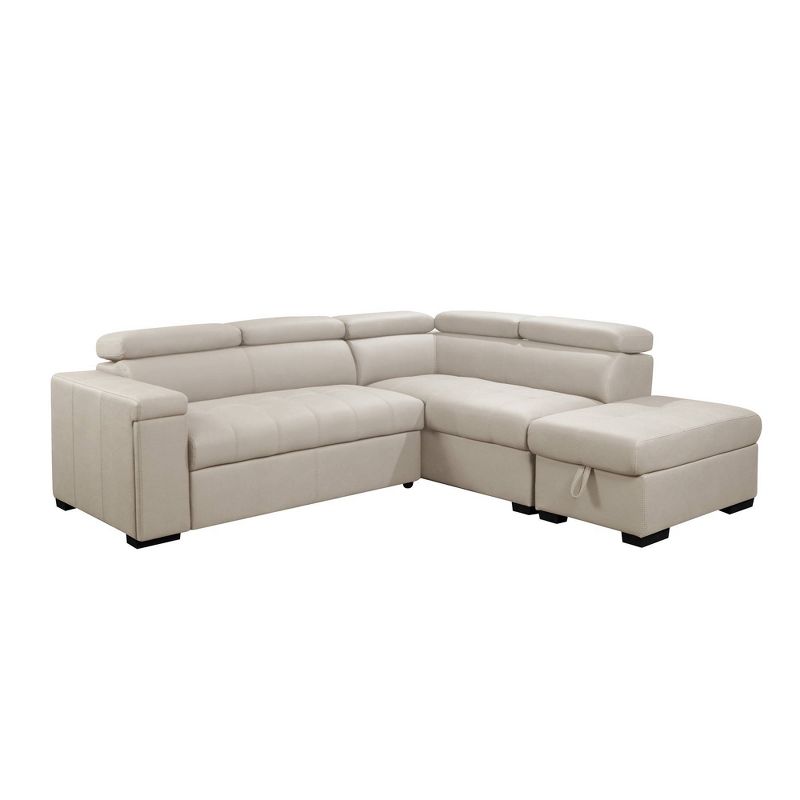 Mateo Fabric Storage Sectional with Pullout Bed Cream - Abbyson Living, 1 of 13