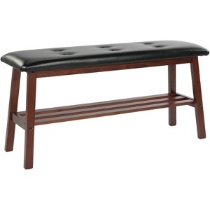 VINGLI Solid Wood Dining Bench 39" Wooden Bench for Entryway, Bedroom, with Shoe Rack Storage - 1 of 4
