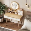 INFURNIC Vanity Tables Stylish Makeup Desk with Storage and Adjustable Lighted Mirror for Small Bedroom, White, 31.5"*15.75"*50.39" - 4 of 4