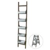 YUHAO Farmhouse Foldable Reed Galvanized and Wood Ladder Planter for Indoor Outdoor Home Garden Decor - 14.2" x 7.5" x 70.9" - 2 of 4