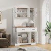 71" Pantry Cabinet with Charging Station, Farmhouse Kitchen Hutch with Drawers & Adjustable Shelves, Black/White - 2 of 4