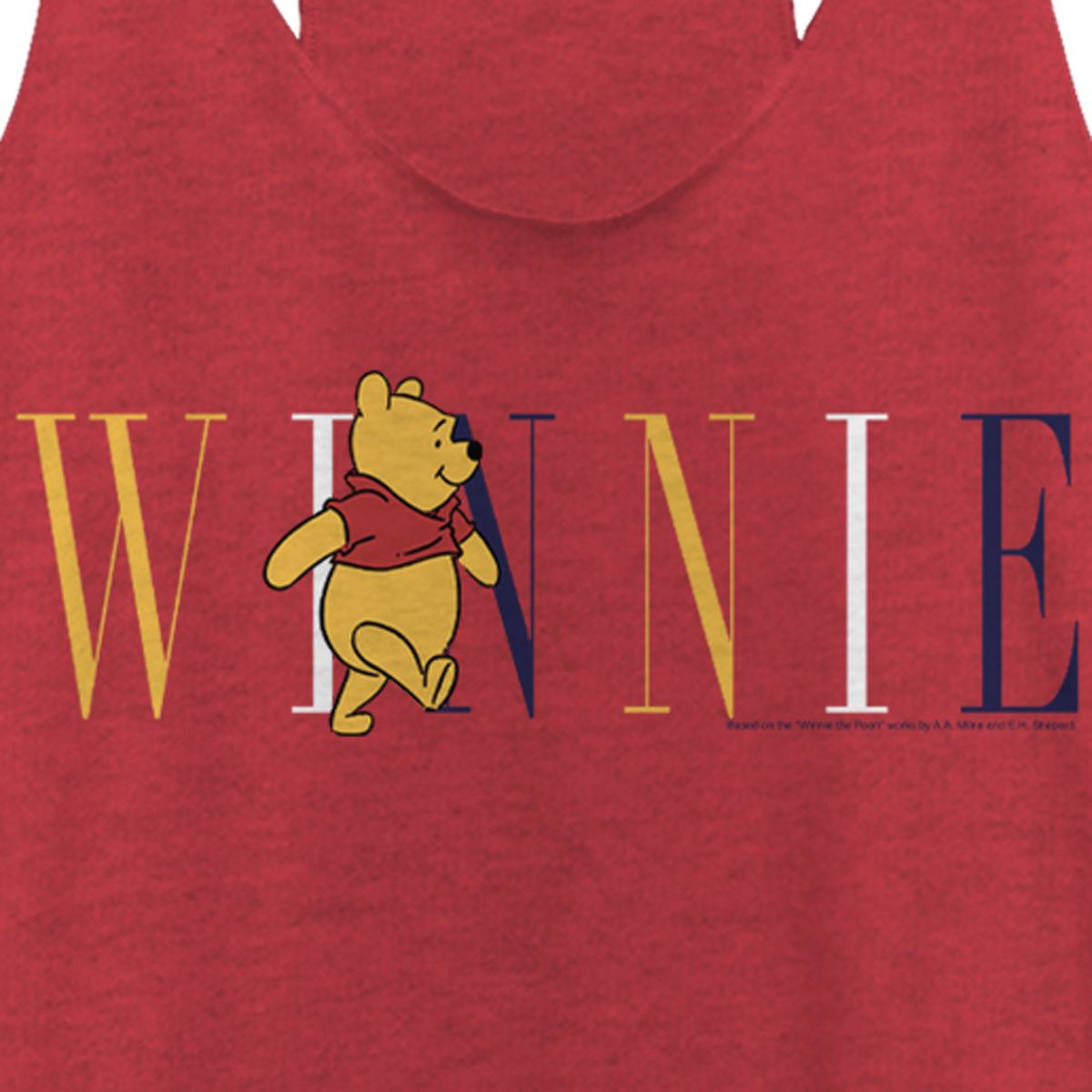 Women's Winnie the Pooh Yellow, White, and Blue Script Racerback Tank Top - thumbnail 2
