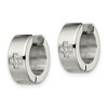 Black Bow Jewelry Stainless Steel CZ Cross Hinged Round Hoop Earrings, 6 x 12mm - 2 of 4
