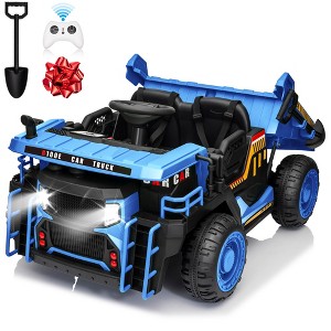 Joyracer 24V Ride on Toys w/ Remote Control, 2 Seater 400W Electric Powered Ride on Truck w/ Dump Bed, 3 Speeds, Shovel, Bluetooth, Gift for Kids - 1 of 4