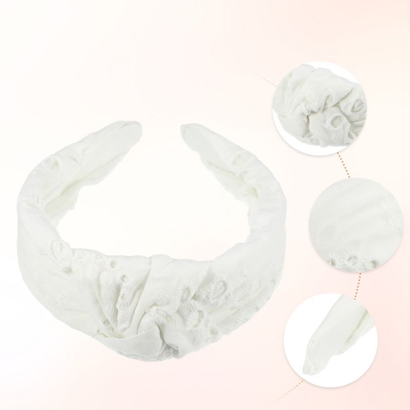 Unique Bargains Women's Floral-Pattern Knotted Headband White 1 Pc, 4 of 7