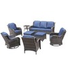 Ovios Orlando 8pc Brown Wicker Outdoor Patio Furniture Conversation Sofa Set with Swivel Chairs and Cushions - 2 of 4