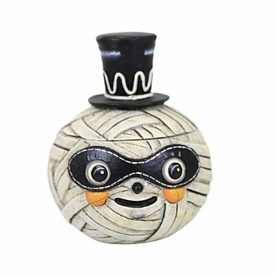 Bethany Lowe 4.5 Inch Mummy Moe Container Halloween Top Hat Mask Figurines