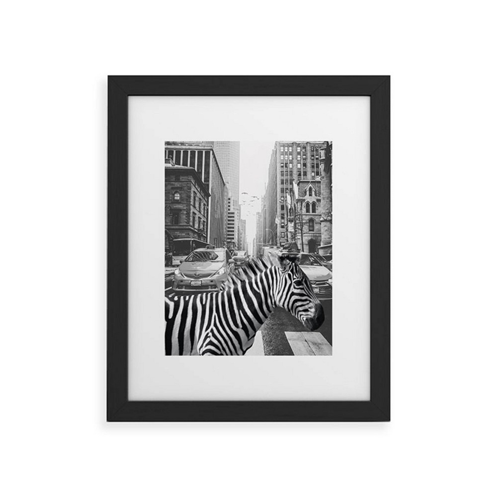 Photos - Wallpaper Deny Designs 18"x24" Dagmar Pels Zebra in New York City Black Framed Art P