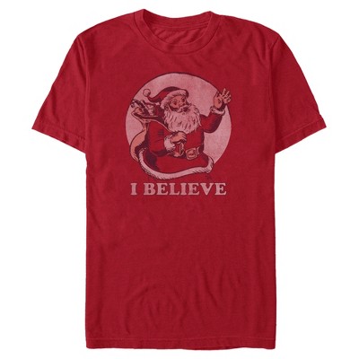 Men's Lost Gods I Believe Vintage Santa T-shirt - Red - Large : Target