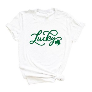 Simply Sage Market Women's Cursive Lucky Clover St. Patrick's Day  Short Sleeve Graphic Tee - 1 of 3