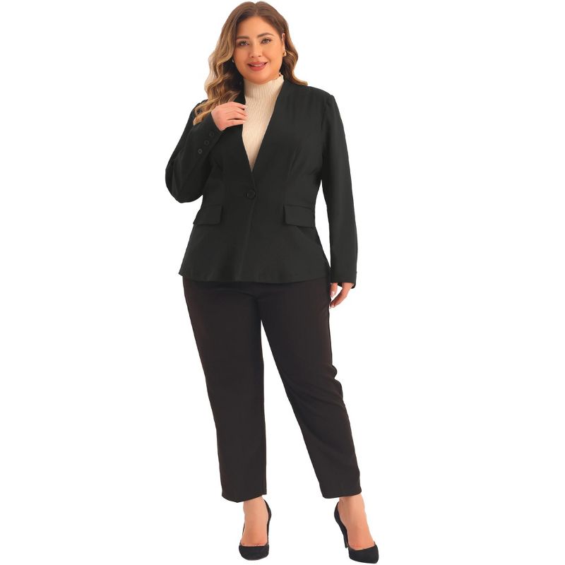 Agnes Orinda Women's Plus Size Button Down Lapel Long Sleeve Office Work Business Blazer, 3 of 6